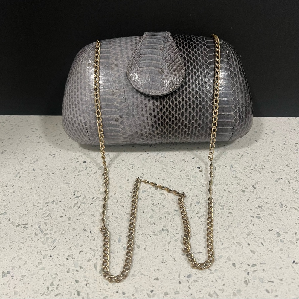 Vintage AUTHENTIC Snake Skin with Gold Chain | Magnetic Clasp | Inside Pocket